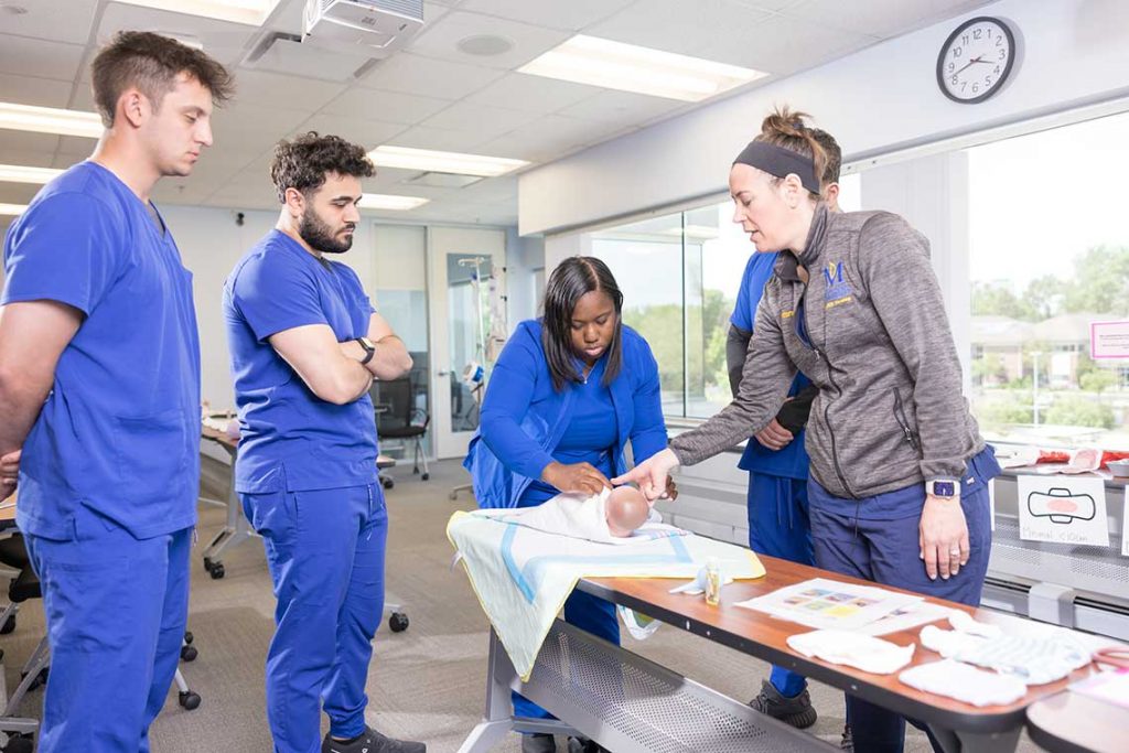 nursing students in skills lab